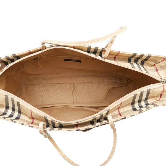 Burberry Nova Check Tote Bag Handbag Beige Canvas Leather Women's BURBERRY - Picture 11 of 16